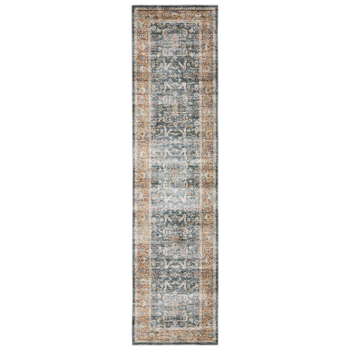 Oriental Weavers Machine Washable Charleston Cha06 Blue/ Rust Rug - runner