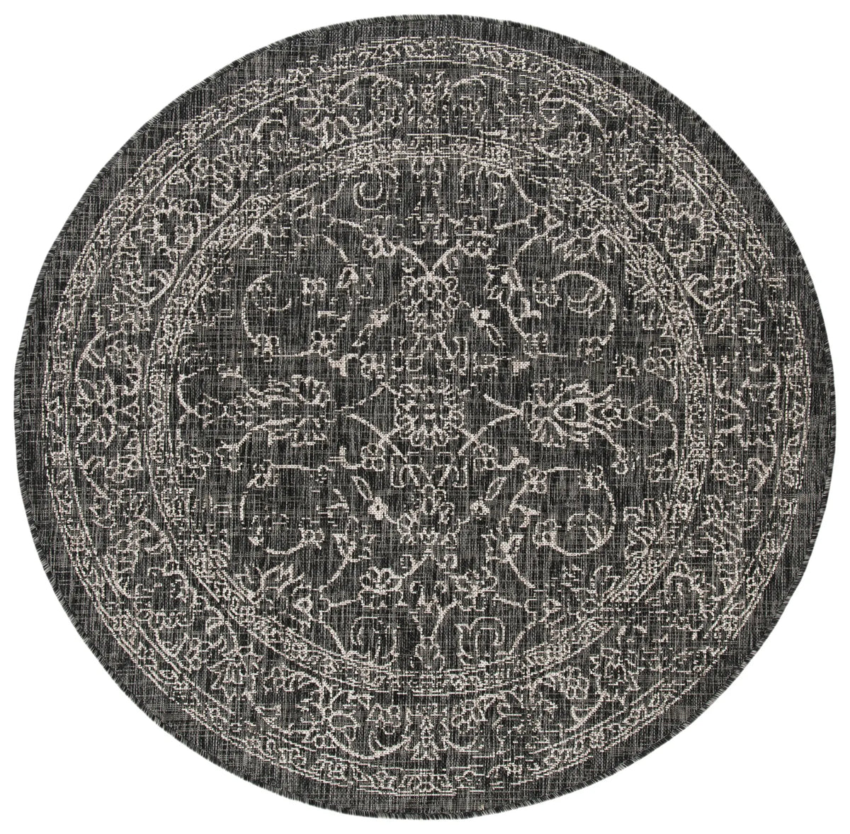 Safavieh Courtyard 5'-3" x 5'-3" Rug in Black / Ivory