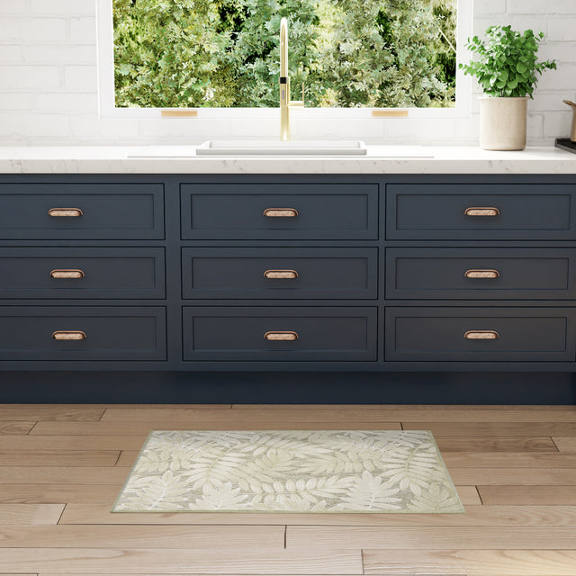 Nourison Aloha ALH18 Machine Made Ivory, Sage Rug