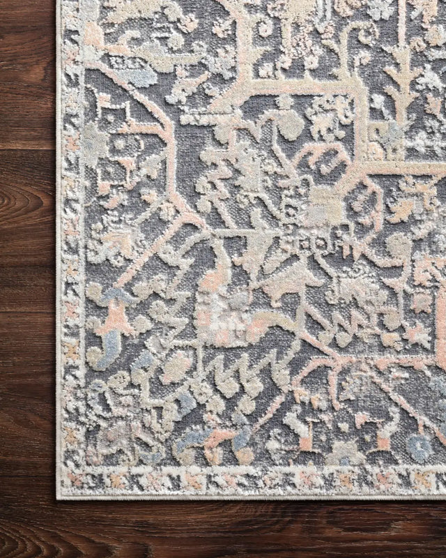 Loloi Lucia Luc-02 Charcoal / Multi Rugs - corner on wood