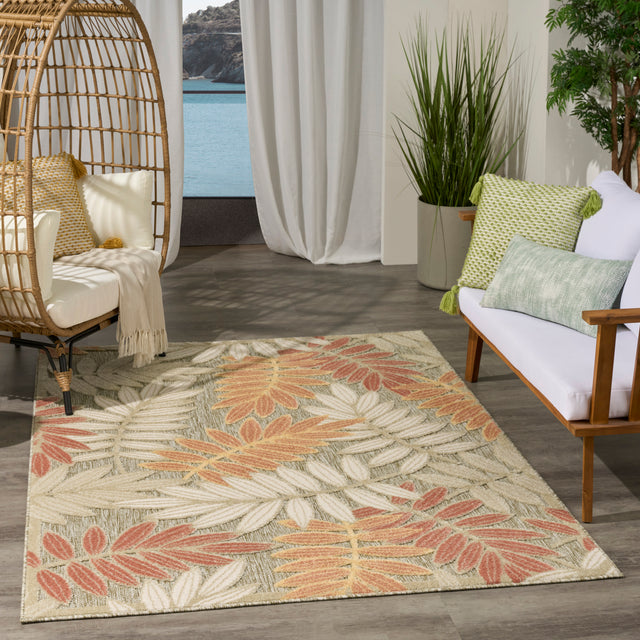 Nourison Aloha ALH18 Machine Made Sage, Rose Rug