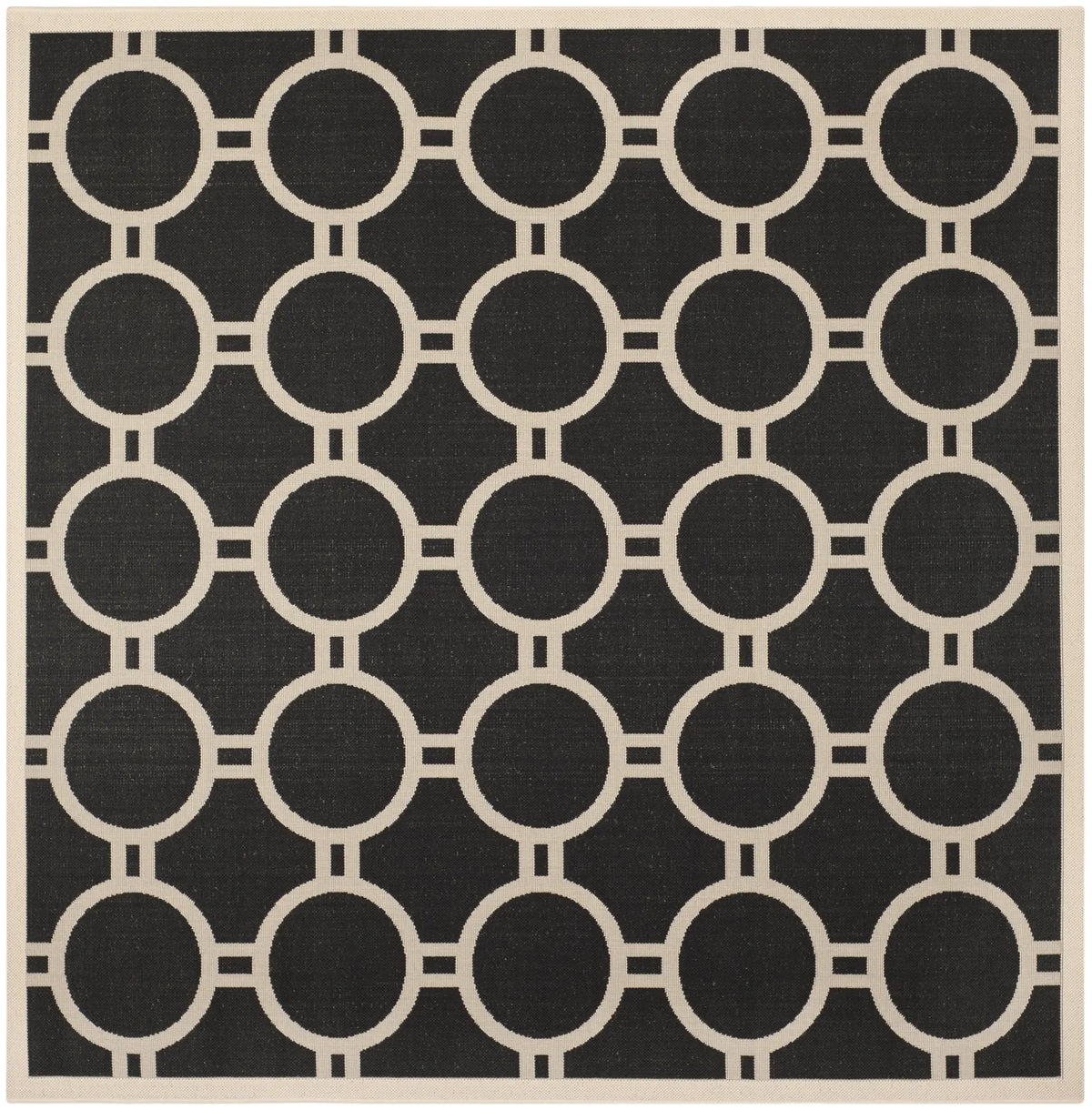 Safavieh Courtyard 7'-10" x 7'-10" Rug in Black / Beige