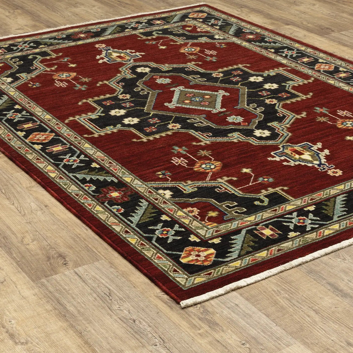 Oriental Weavers Sphinx Lilihan 092R6 Red/ Black Rugs - angle detail