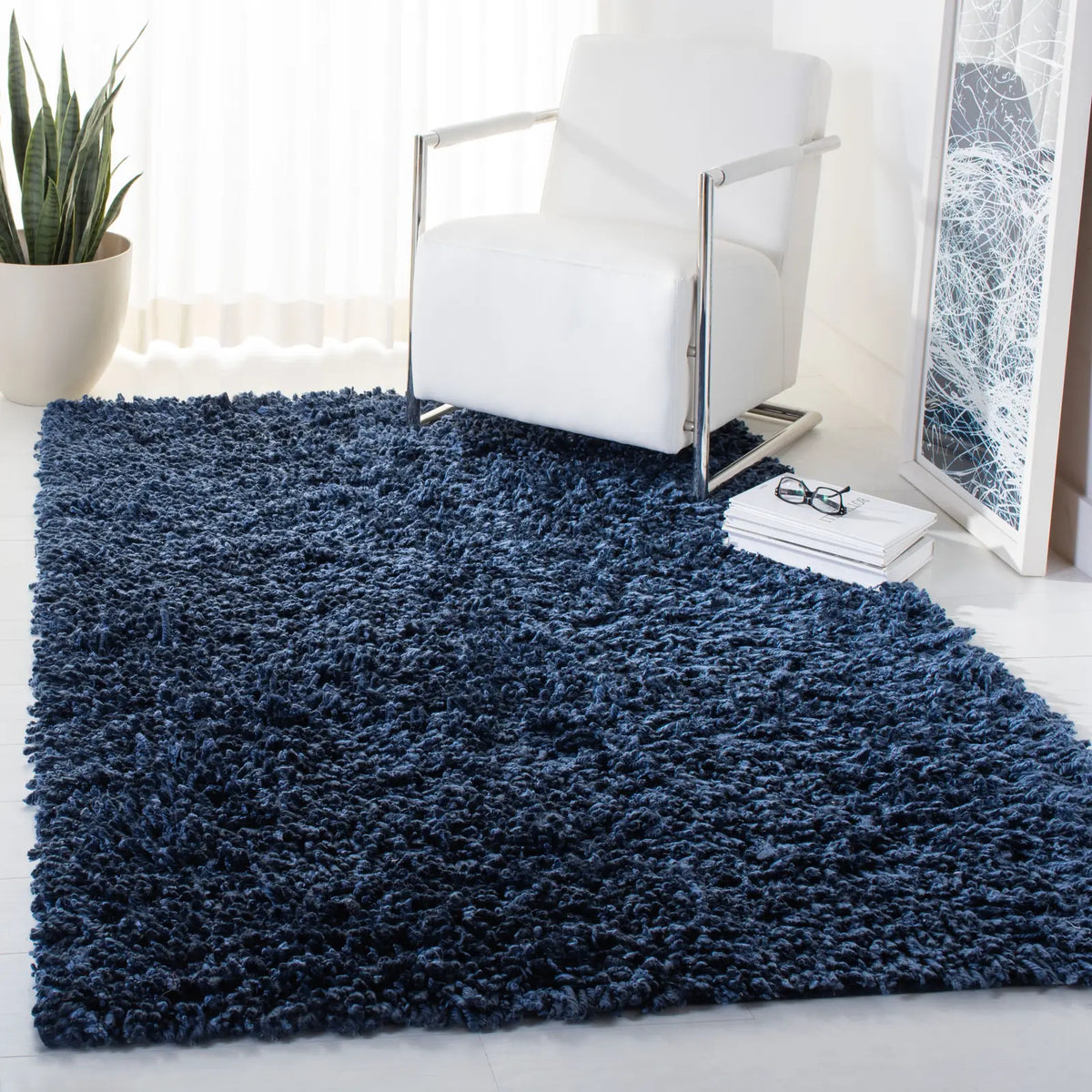 Safavieh Sheep Shag 4'-0" x 6'-0" Rug in Navy