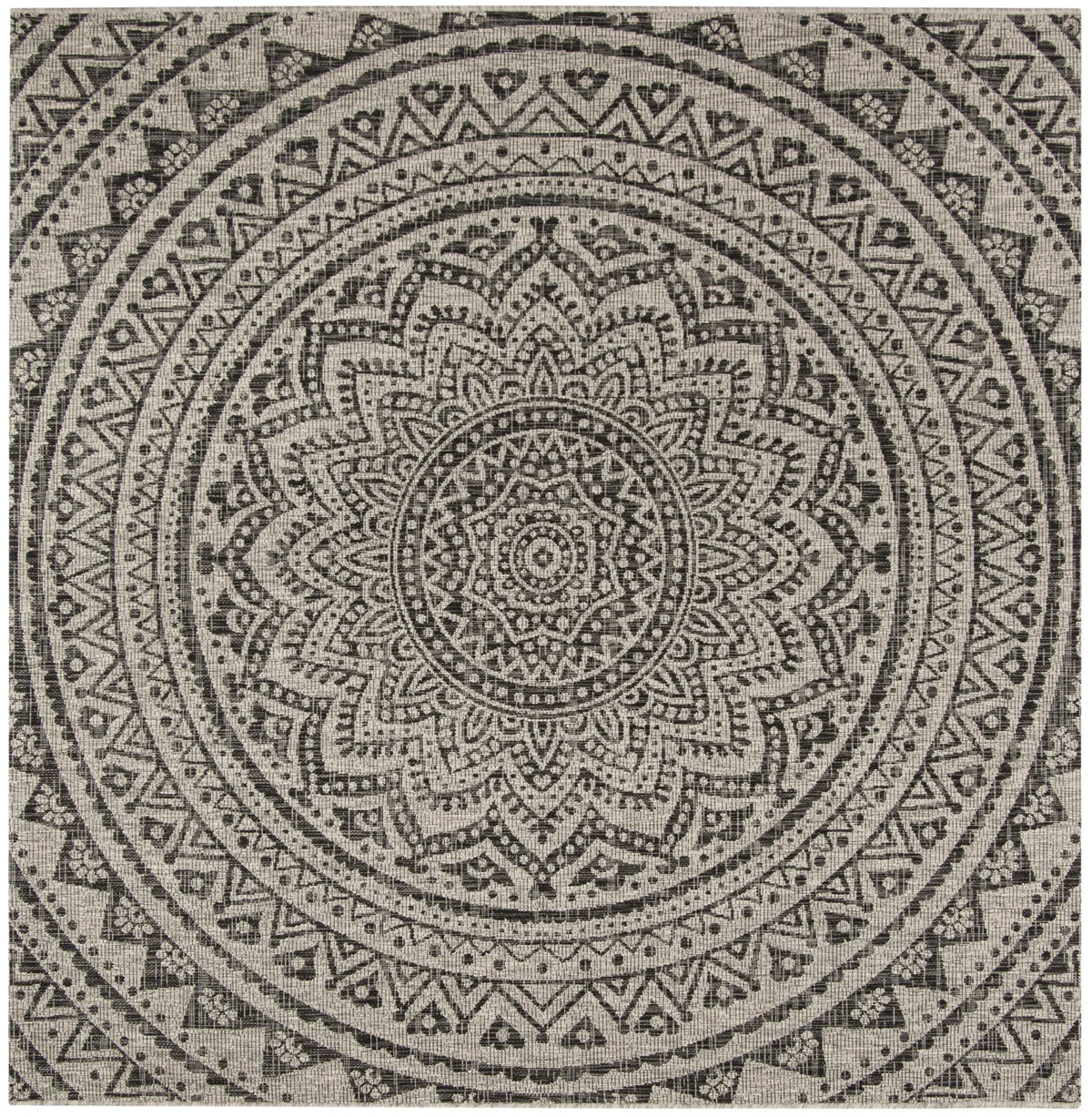 Safavieh Courtyard 6'-7" x 6'-7" Rug in Light Grey / Black