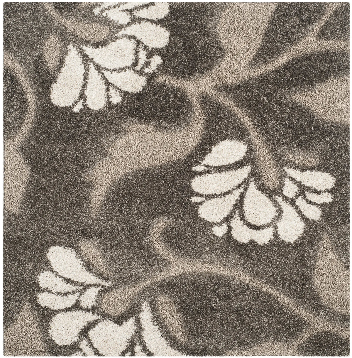 Safavieh Florida Shag 4'-0" x 4'-0" Rug in Smoke / Beige