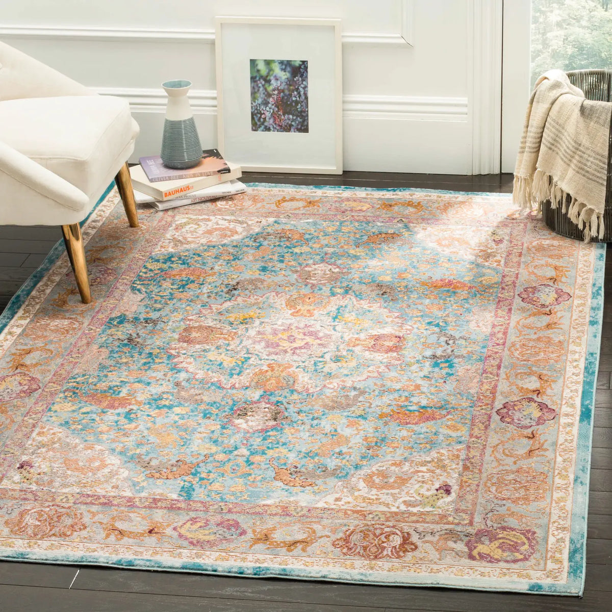 Safavieh Aria 5'-0" x 6'-7" Rug in Blue / Orange