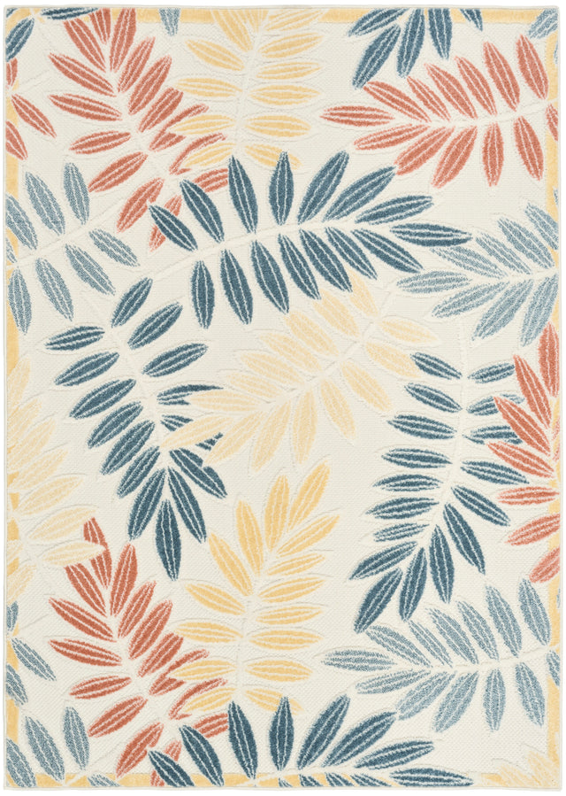 Nourison Aloha ALH18 Machine Made Ivory, Blue Rug