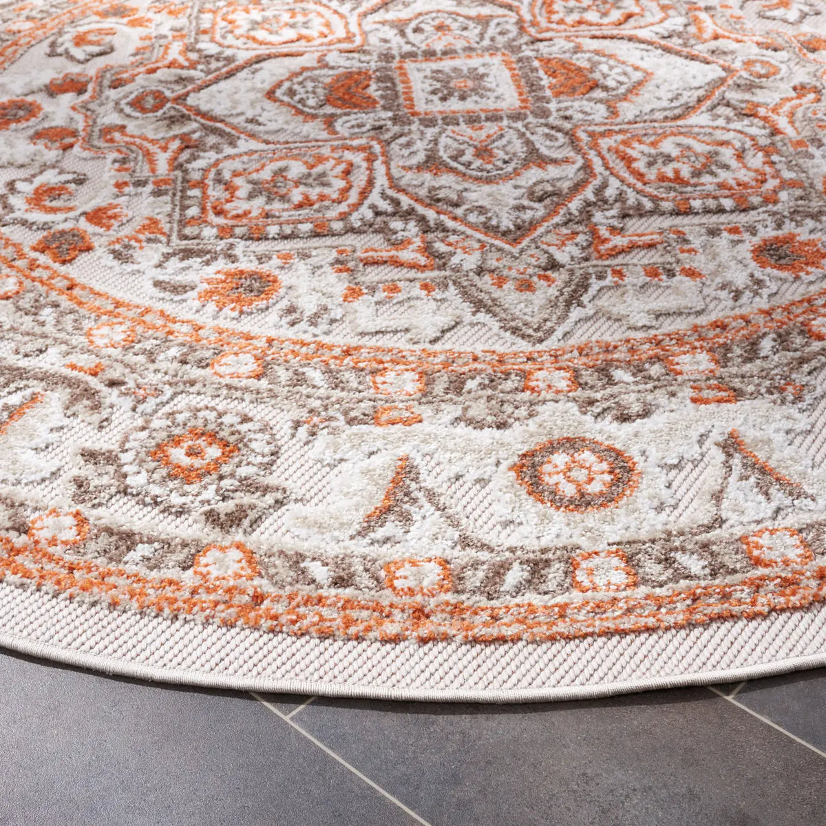 Safavieh Cabana 6'-7" x 6'-7" Rug in Beige / Orange