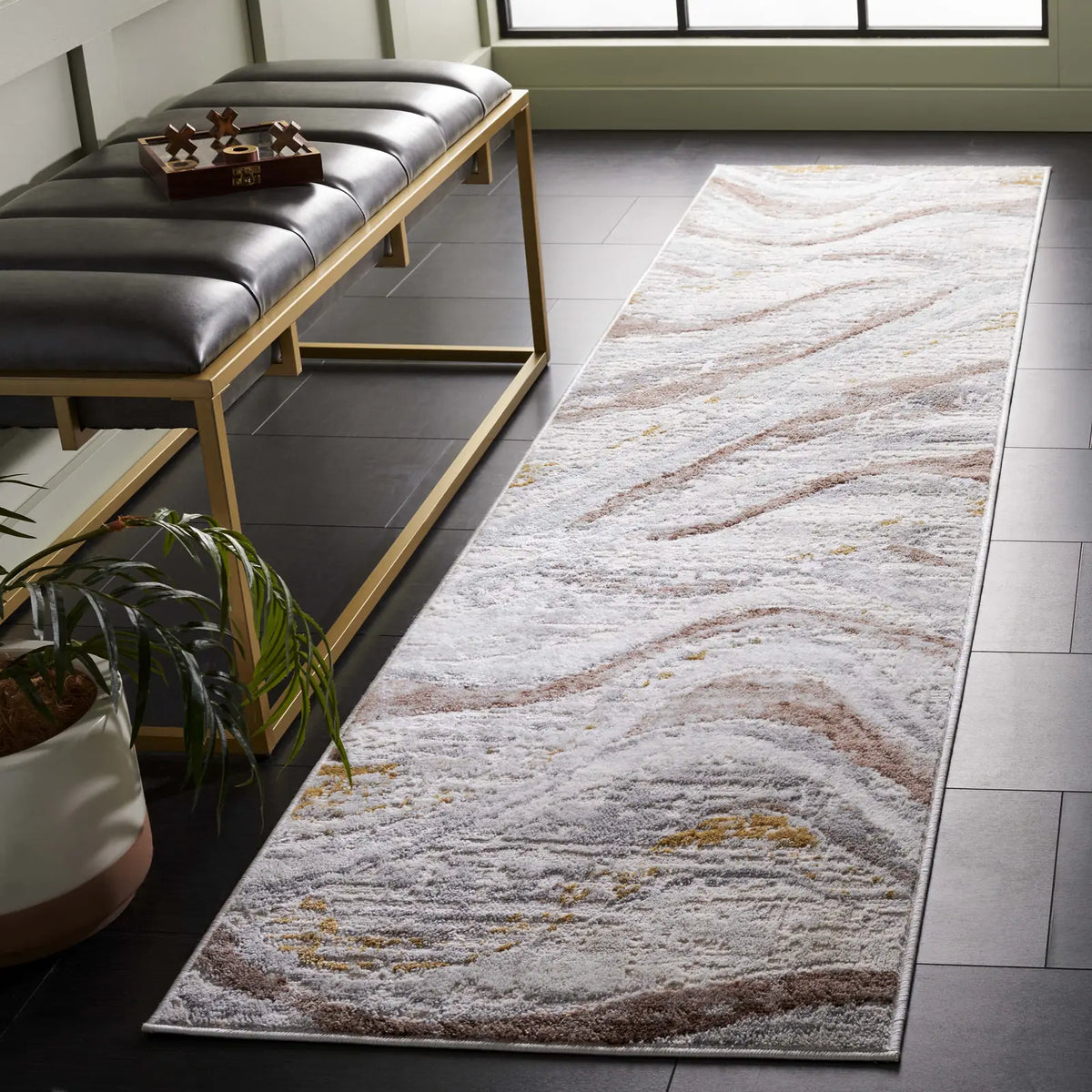 Safavieh Palma 2'-2" x 9'-0" Rug in Beige / Brown