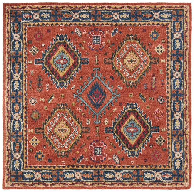 Safavieh Heritage 5'-0" x 5'-0" Rug in Rust / Navy