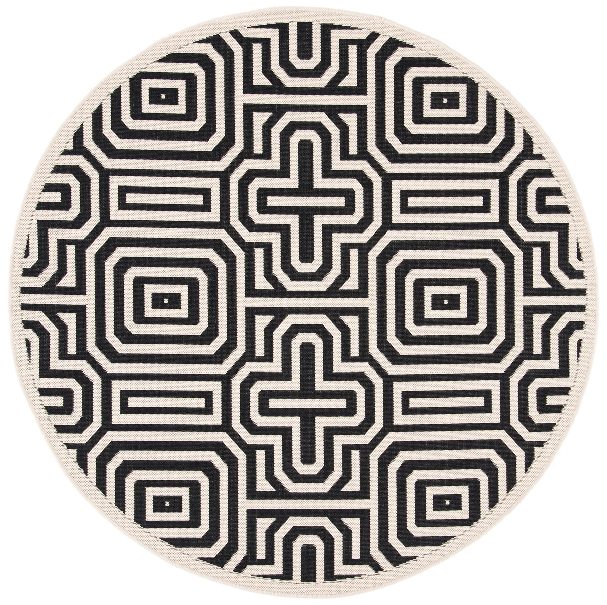 Safavieh Courtyard 5'-3" x 5'-3" Rug in Sand / Black