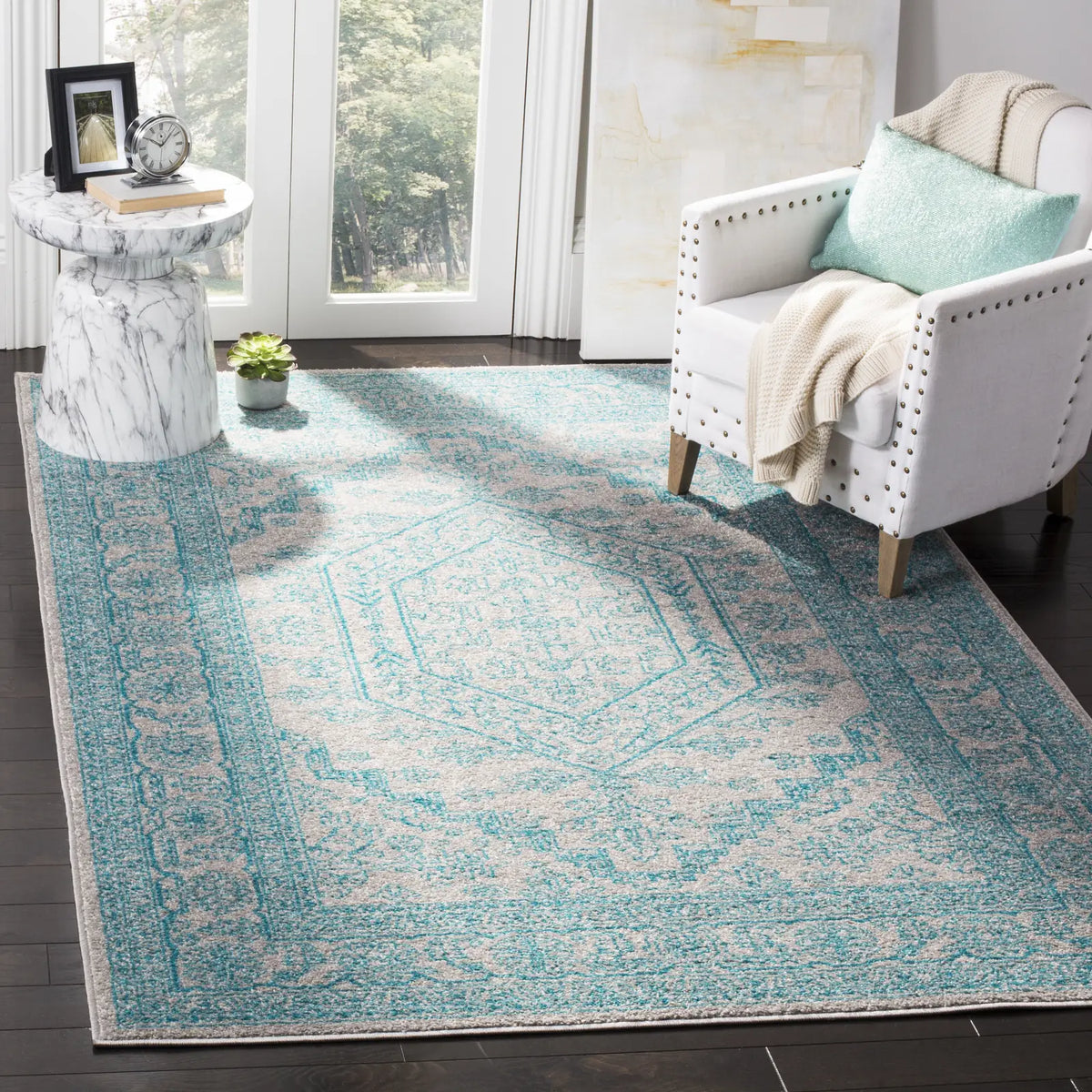 Safavieh Adirondack 4'-0" x 6'-0" Rug in Light Grey / Teal