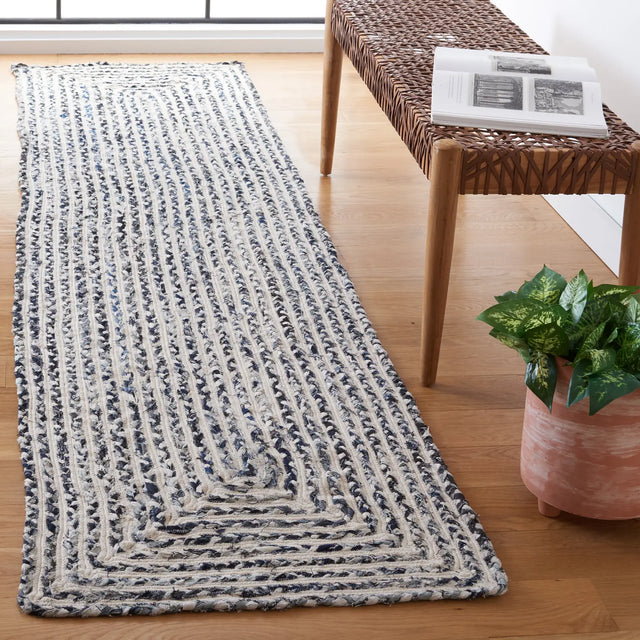 Safavieh Braided 2'-3" x 7'-0" Rug in Black / Navy