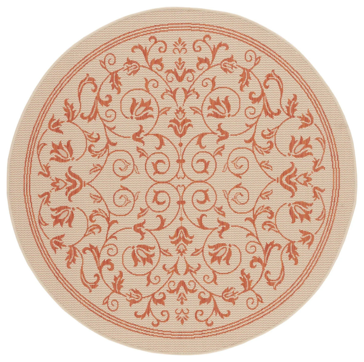 Safavieh Courtyard 5'-3" x 5'-3" Rug in Natural / Terra