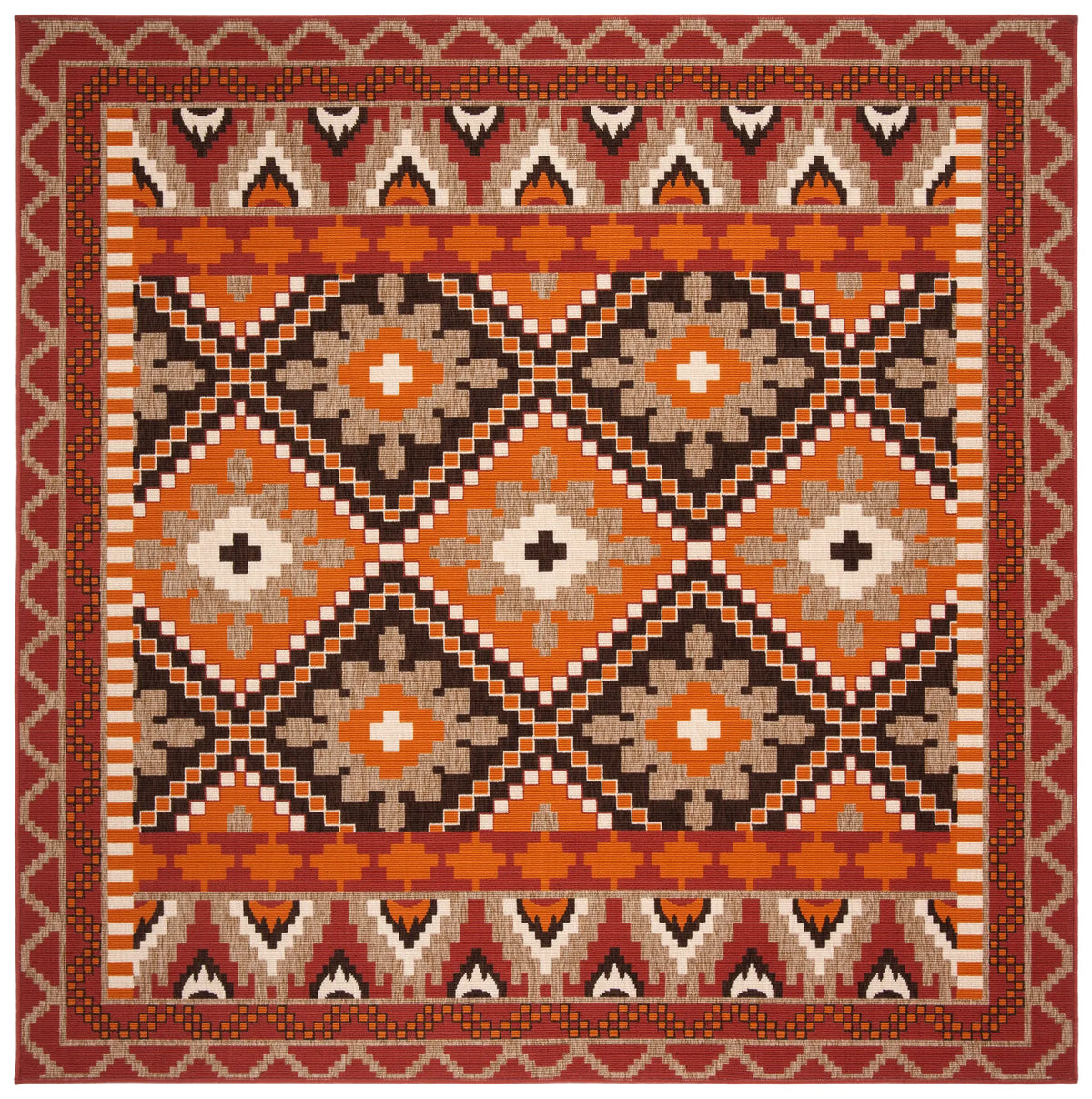Safavieh Veranda 6'-7" x 6'-7" Rug in Rust / Red