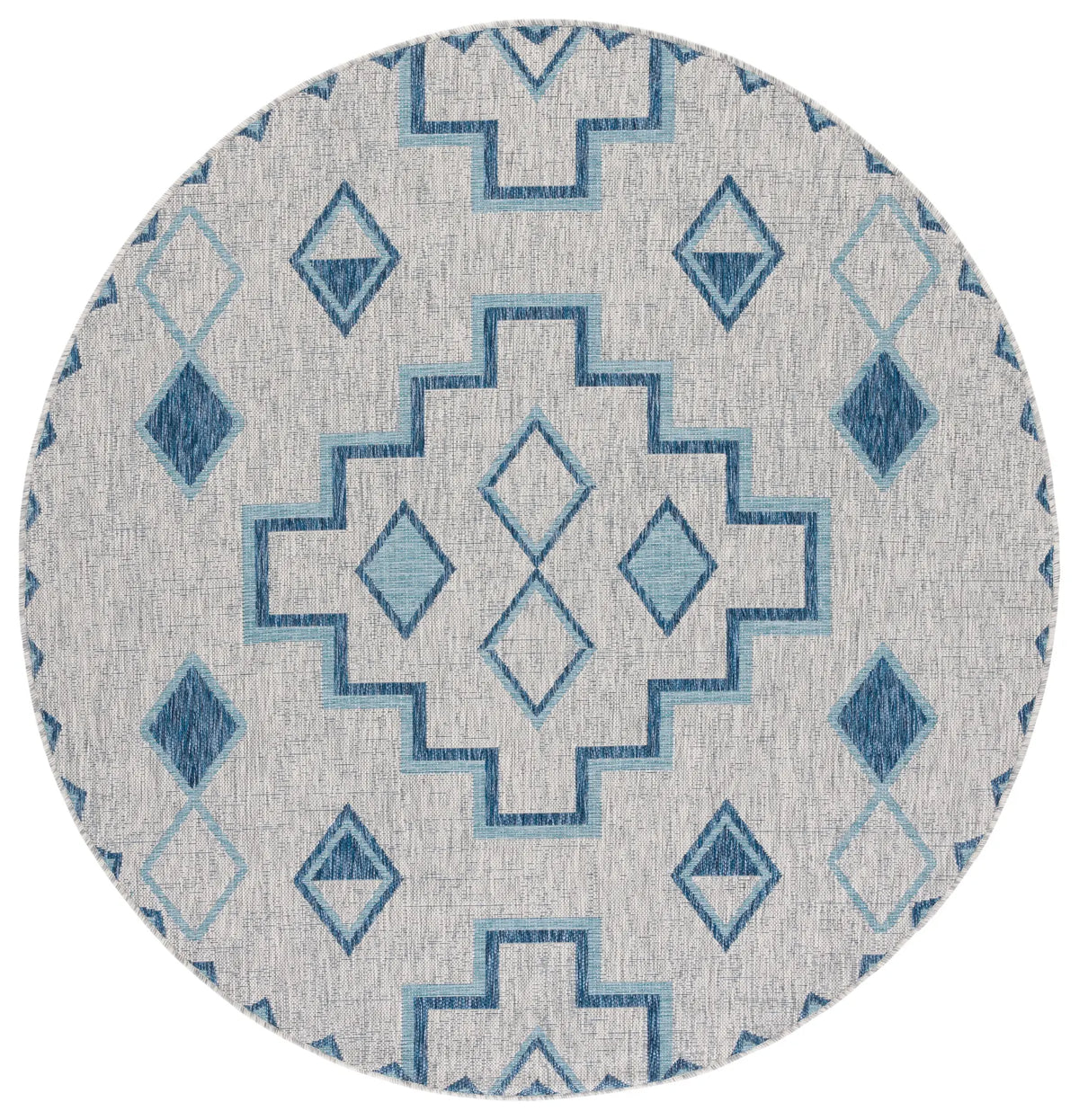 Safavieh Courtyard 6'-7" x 6'-7" Rug in Grey / Aqua