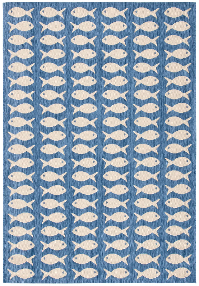 Safavieh Courtyard 4'-0" x 5'-7" Rug in Blue / Beige