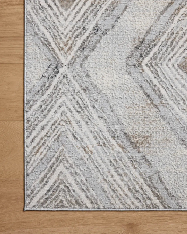 Loloi Hollis HOL-05 Mist / Natural Rug - corner on wood