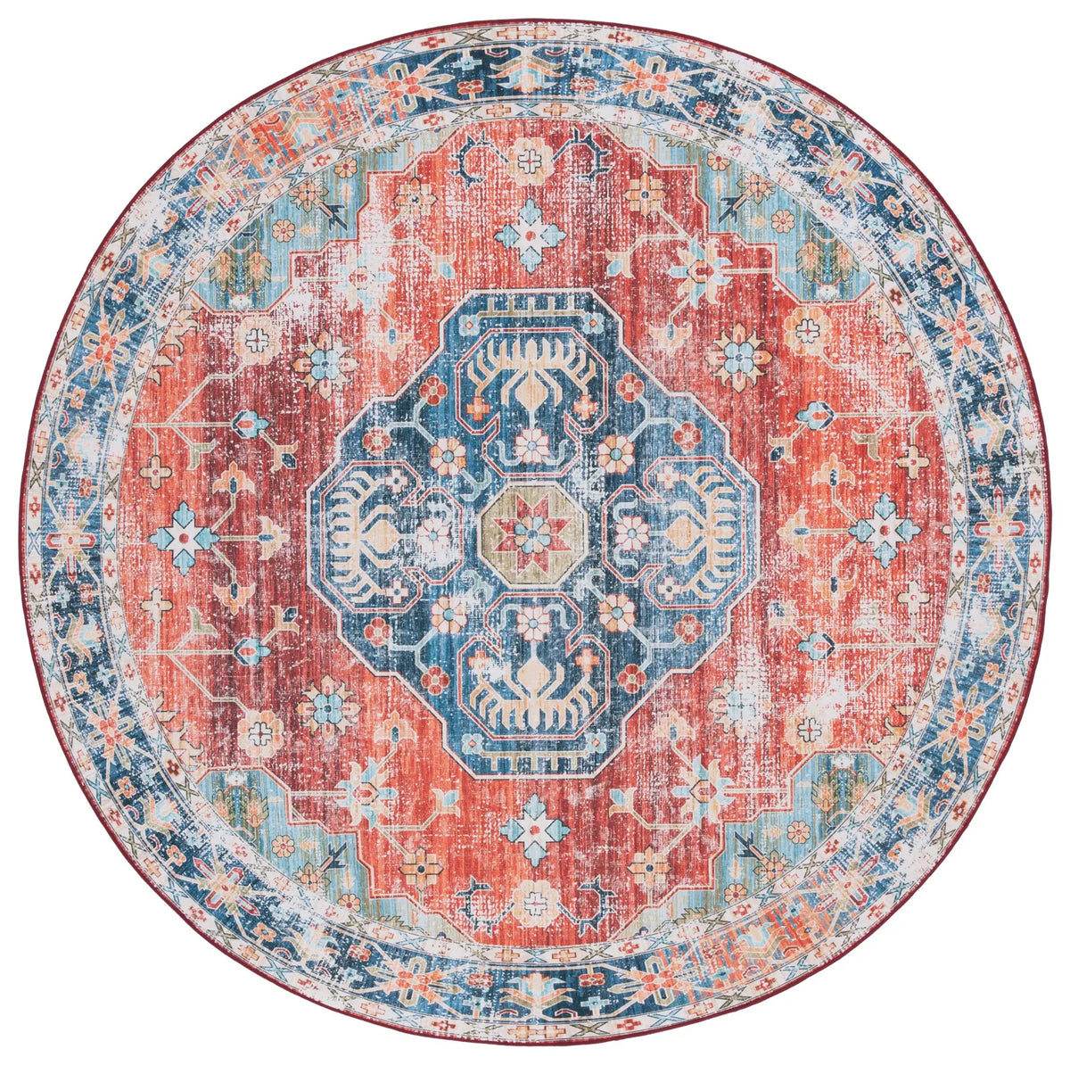 Safavieh Tucson 6'-0" x 6'-0" Rug in Blue / Rust