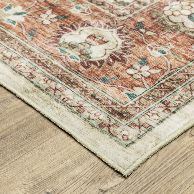 Oriental Weavers Sphinx Sumter Sum03 Ivory/ Rust Rug - corner detail