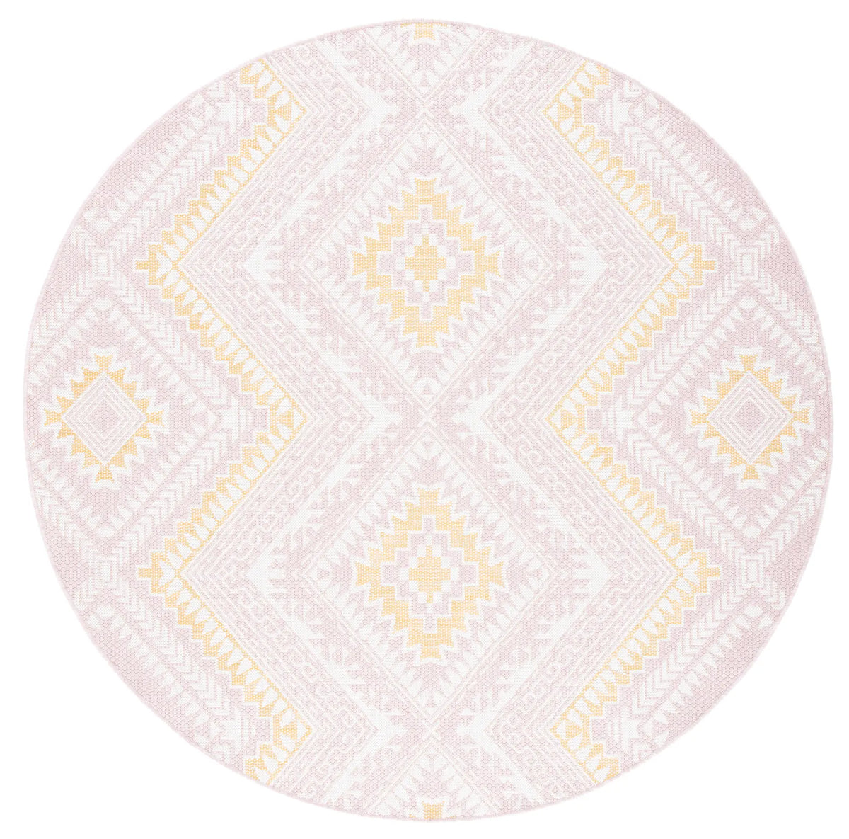Safavieh Courtyard 6'-7" x 6'-7" Rug in Pink / Gold