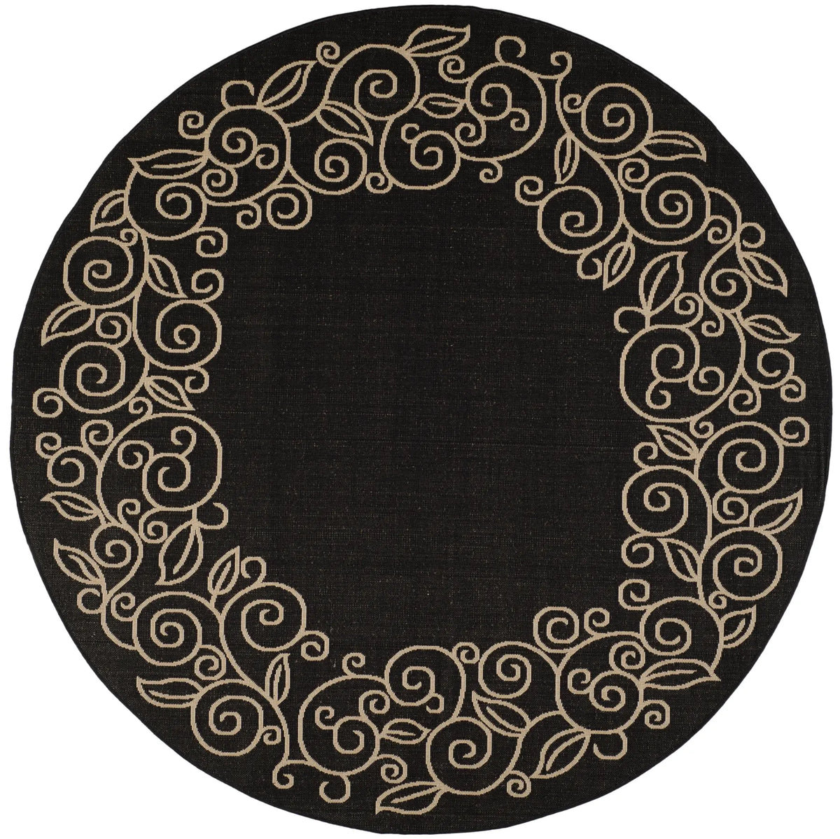 Safavieh Courtyard 7'-10" x 7'-10" Rug in Black / Beige