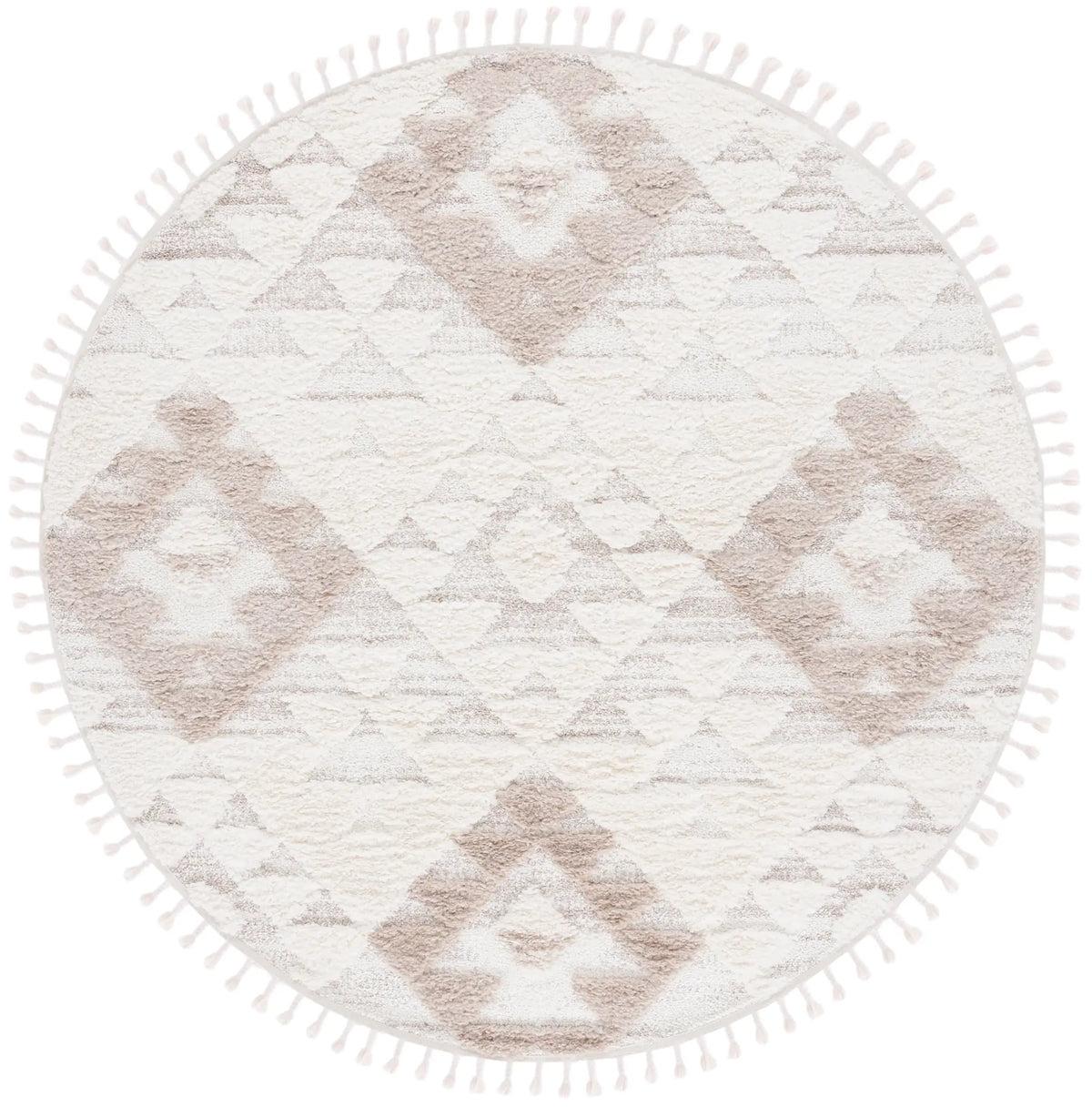 Safavieh Moroccan Tassel Shag 5'-3" x 5'-3" Rug in Ivory / Beige