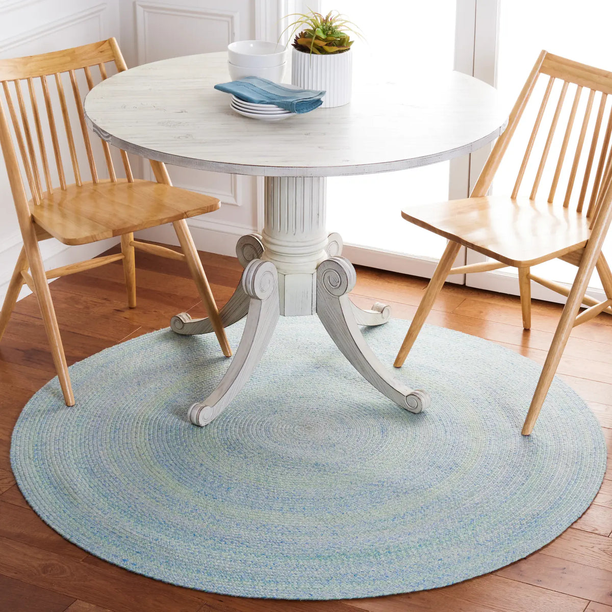 Safavieh Braided 5'-0" x 5'-0" Rug in Green / Blue