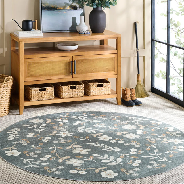 Safavieh Martha Stewart Washable 6'-0" x 6'-0" Rug in Dark Grey / Beige