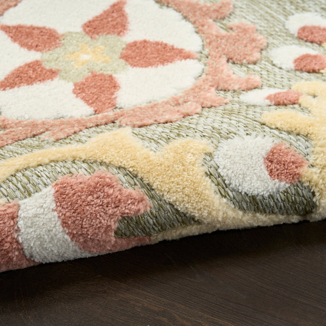 Nourison Aloha ALH17 Machine Made Sage, Rose Rug