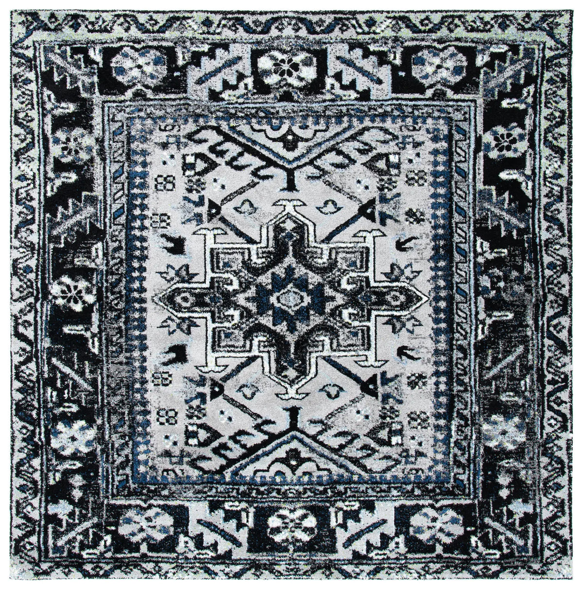 Safavieh Vintage Hamadan 6'-7" x 6'-7" Rug in Light Grey / Dark Grey