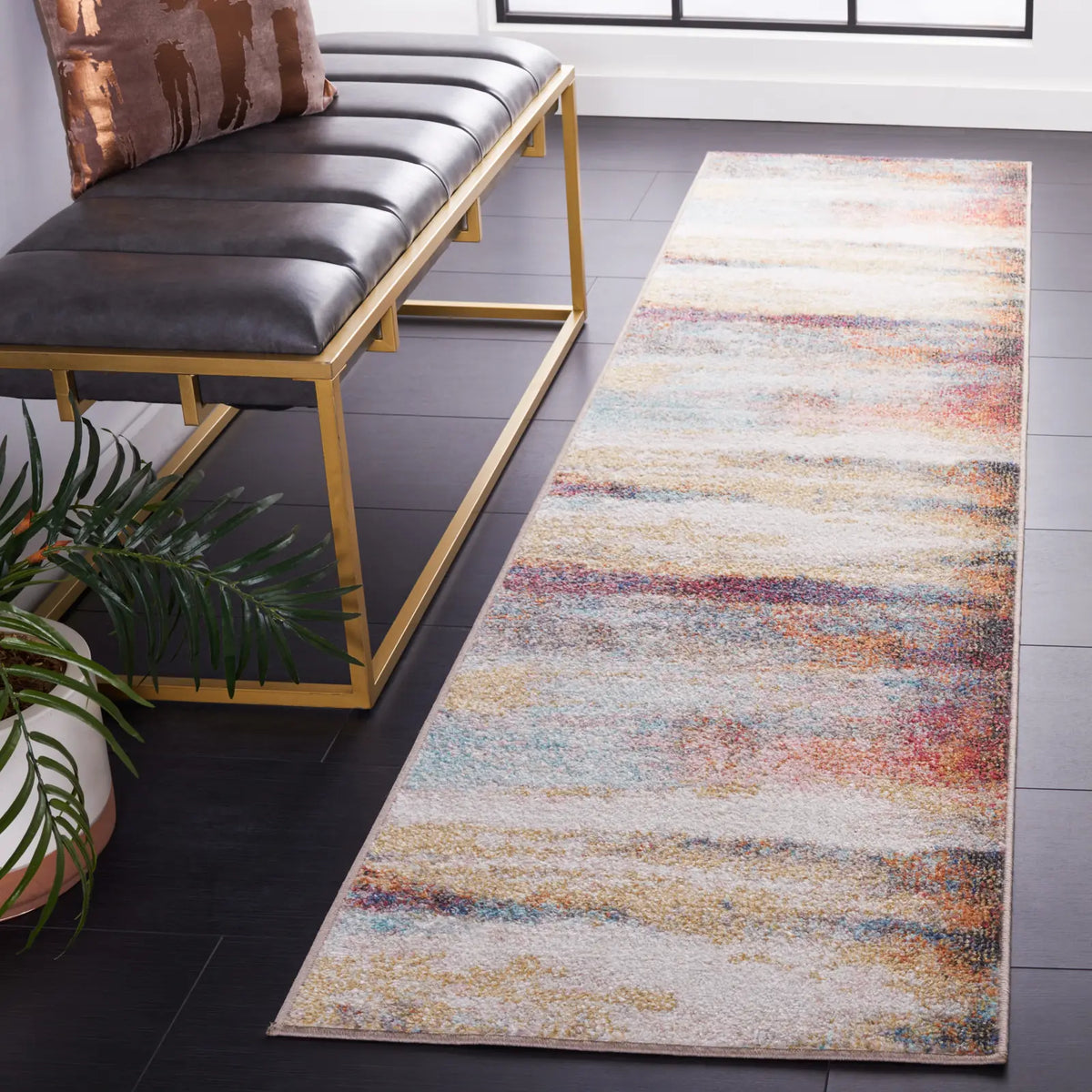 Safavieh Phoenix 500 2'-2" x 9'-0" Rug in Rust Blue / Ivory