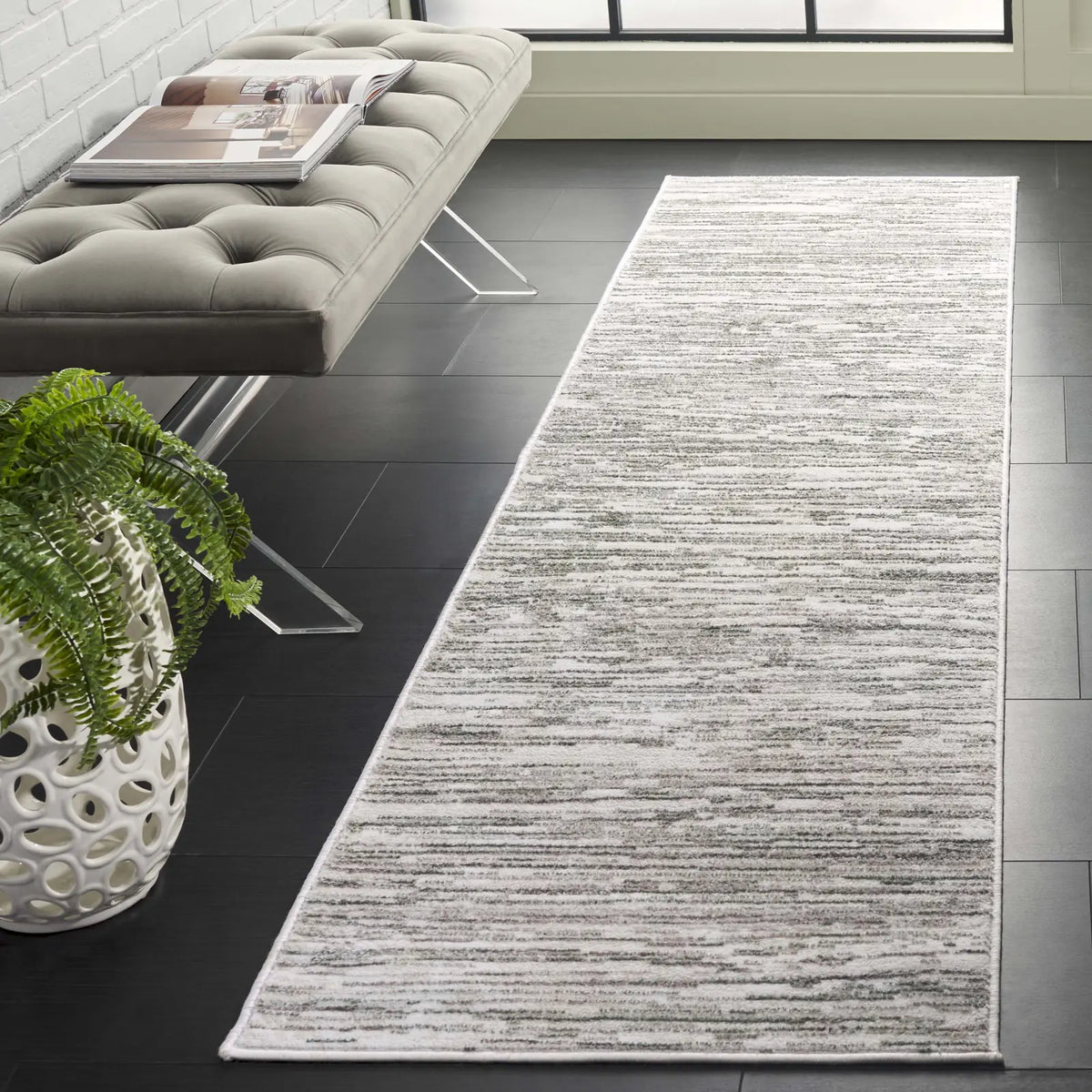 Safavieh Orchard 2'-2" x 8'-0" Rug in Grey / Green