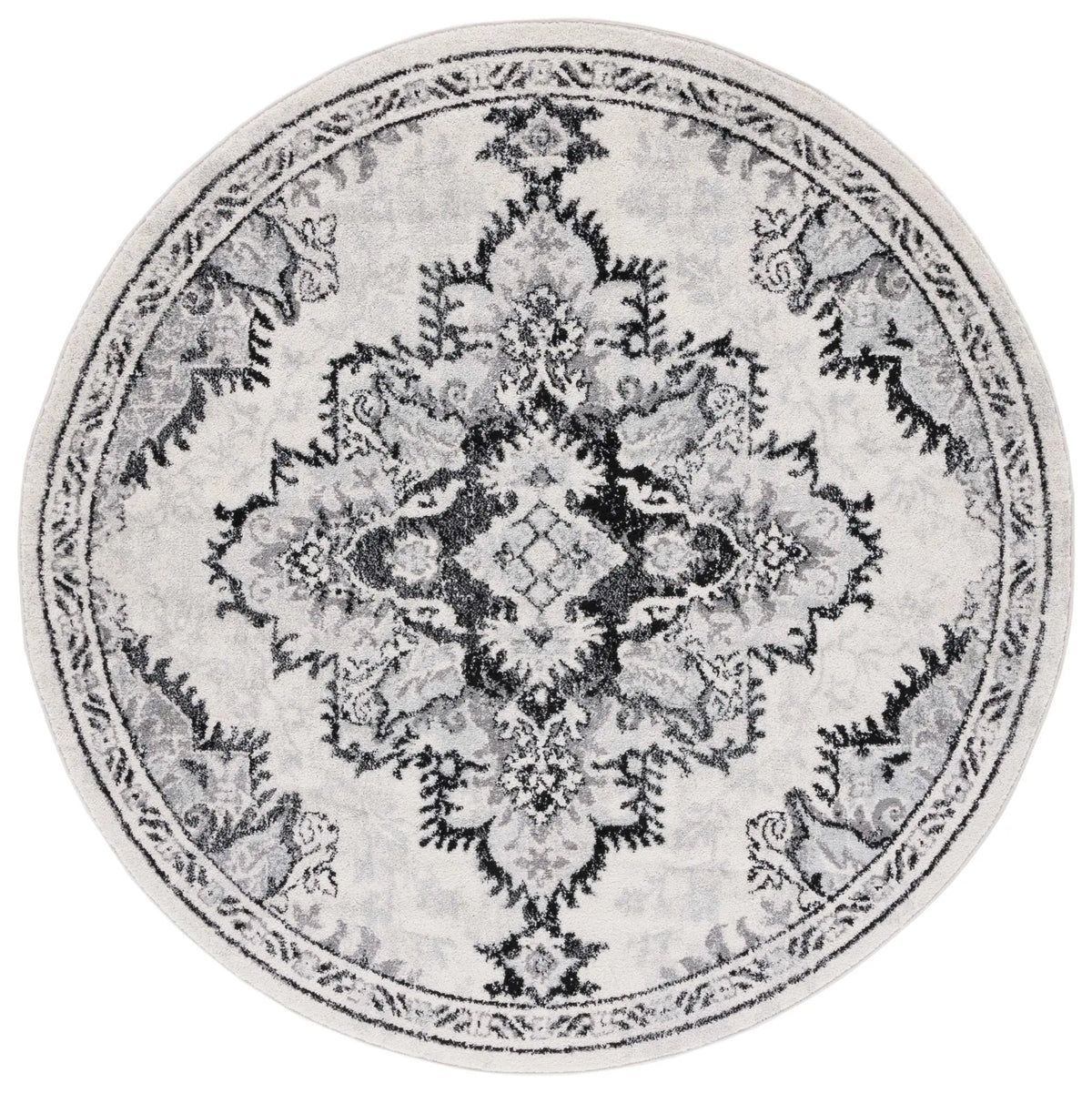 Safavieh Tulum 6'-7" x 6'-7" Rug in Ivory / Black