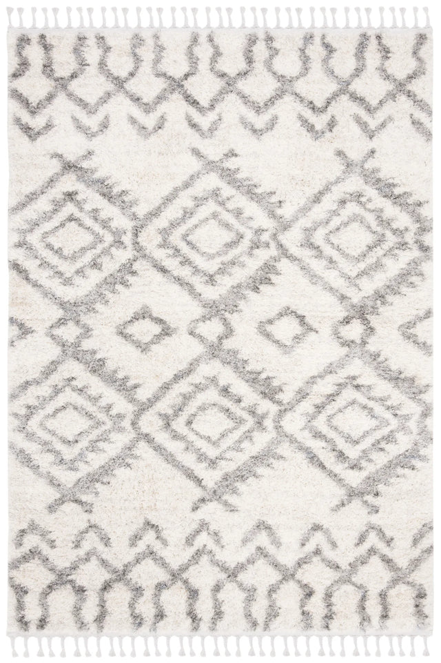 Safavieh Berber Fringe Shag 4'-0" x 6'-0" Rug in Cream / Grey