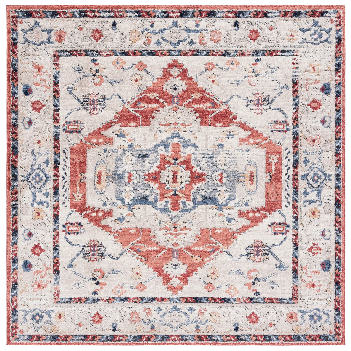 Safavieh Luna 6'-7" x 6'-7" Rug in Beige / Blue Rust