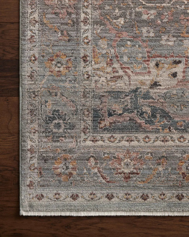 Loloi Lyra Lyr-03 Sky/Multi Rug - corner on wood
