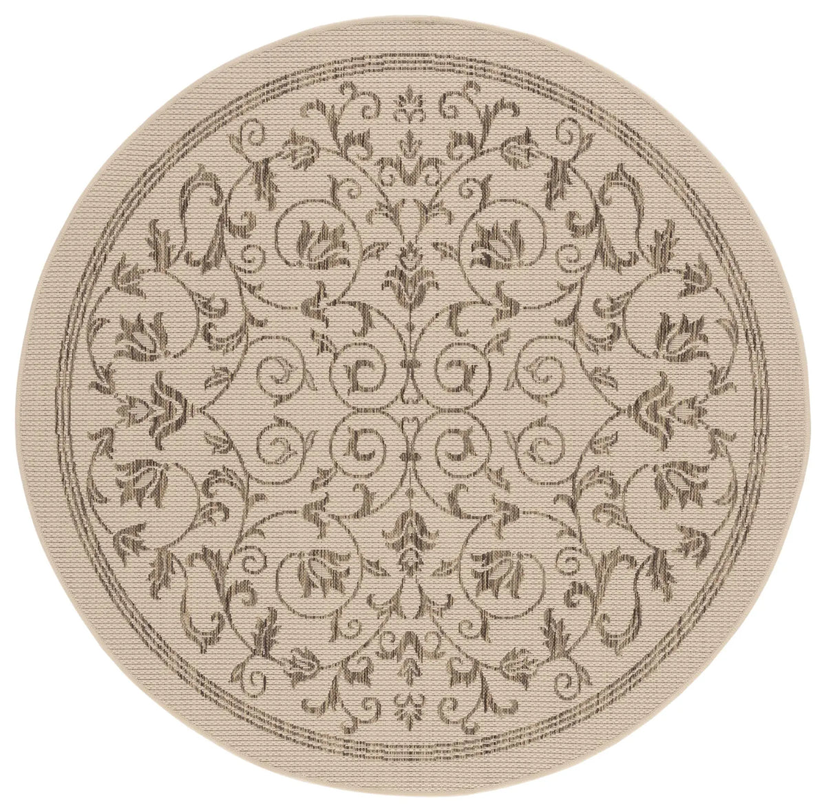 Safavieh Courtyard 5'-3" x 5'-3" Rug in Natural / Brown