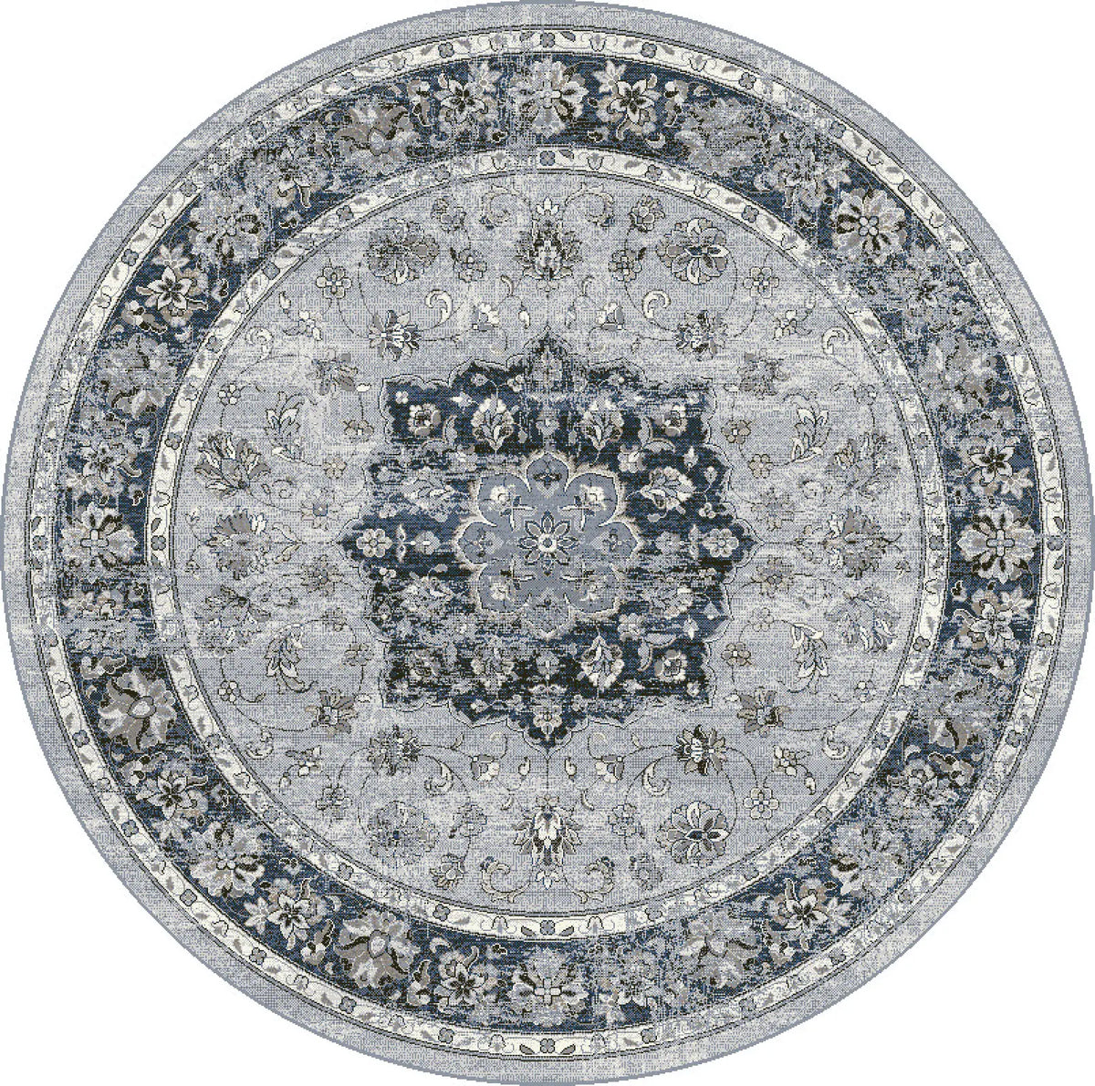 Dynamic Rugs Ancient Garden 57559 Silver / Blue Rugs - Round
