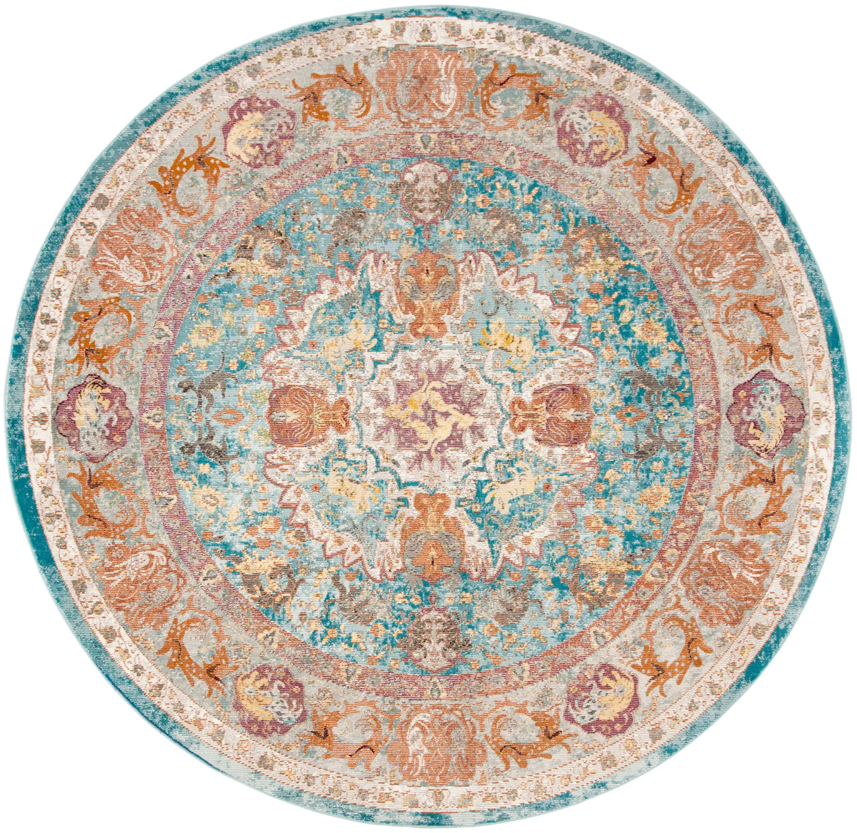 Safavieh Aria 6'-5" x 6'-5" Rug in Blue / Orange