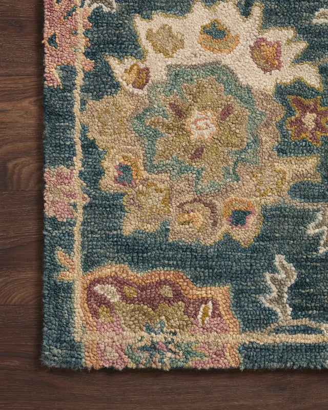 Loloi Padma Pma-03 Navy/Multi Rug - corner on wood