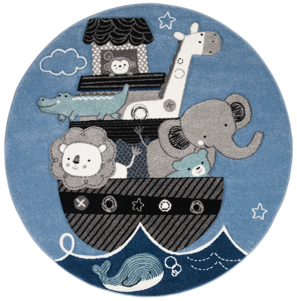 Safavieh Carousel Kids 100 5'-3" x 5'-3" Rug in Blue / Grey