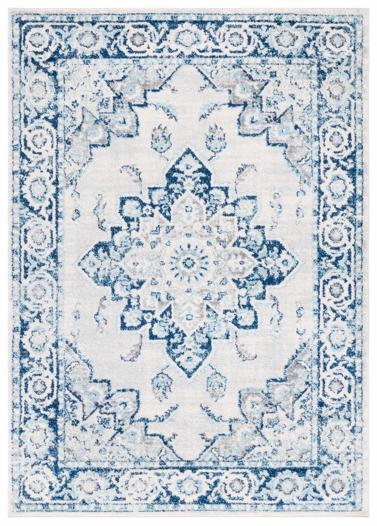 Safavieh Tulum 4'-0" x 6'-0" Rug in Ivory / Blue