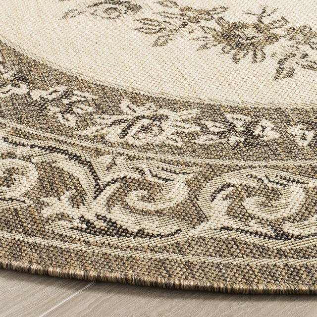 Safavieh Courtyard 5'-3" x 5'-3" Rug in Creme / Brown