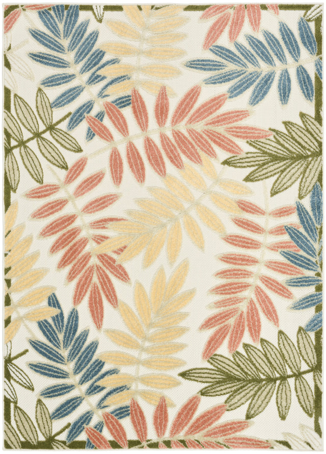 Nourison Aloha ALH18 Machine Made Ivory, Rose Rug