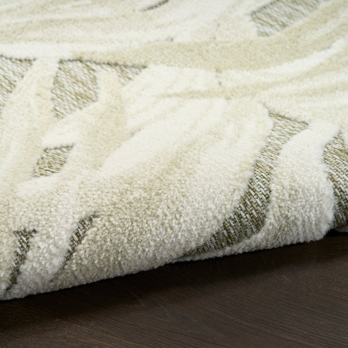 Nourison Aloha ALH43 Machine Made Ivory, Sage Rug