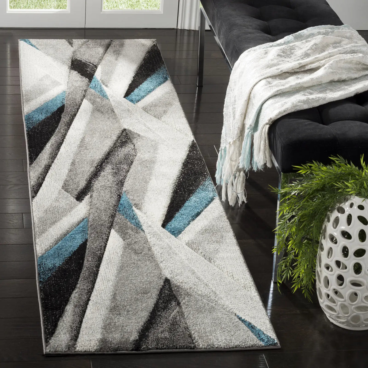 Safavieh Hollywood 2'-3" x 10'-0" Rug in Grey / Teal