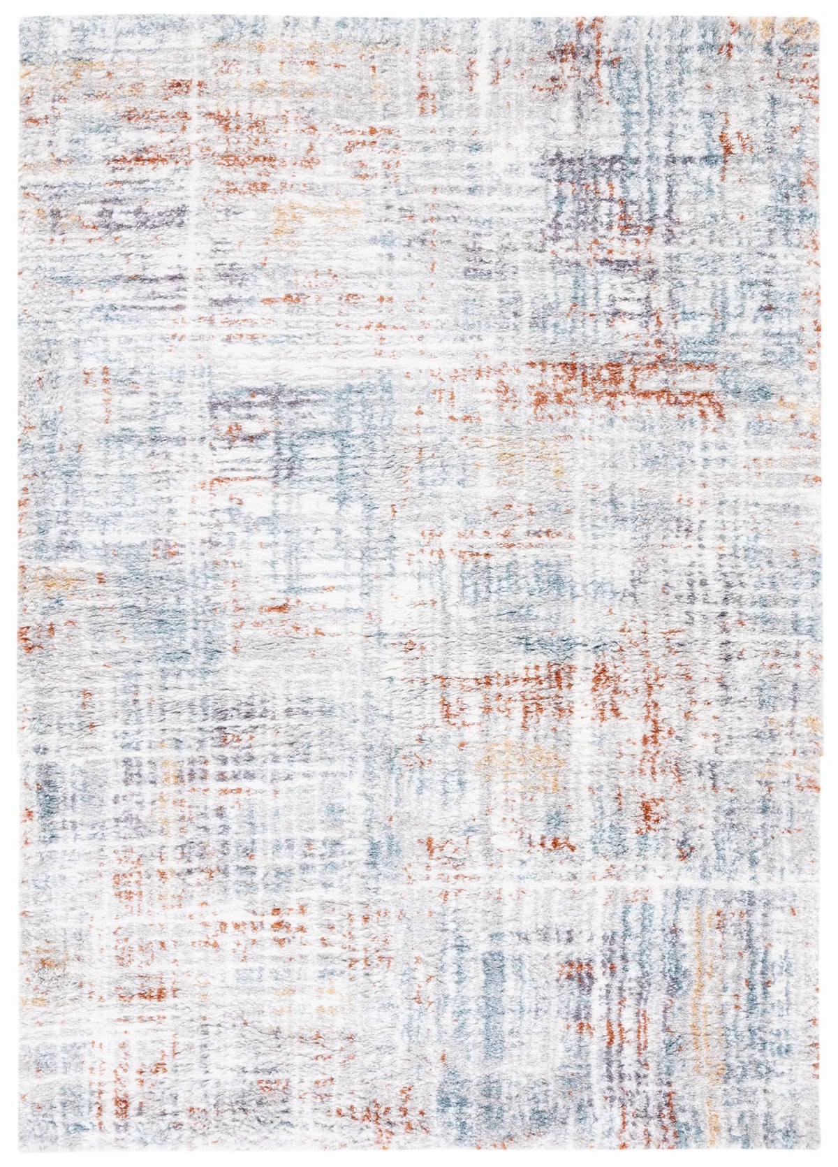 Safavieh Berber Shag 4'-5" x 6'-5" Rug in Blue Rust / Ivory