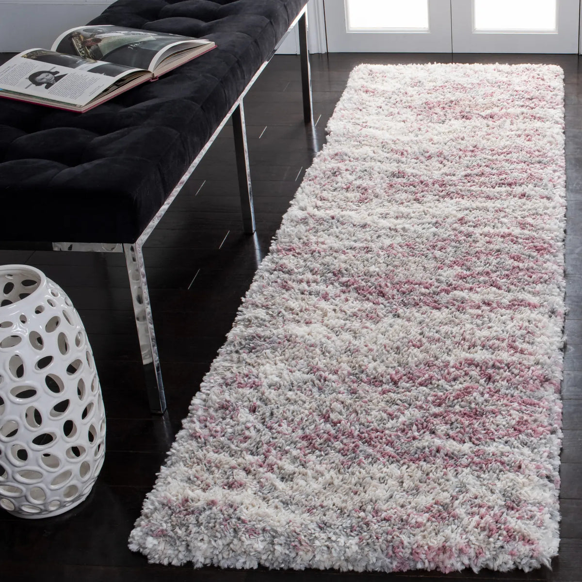 Safavieh Fontana Shag 800 2'-3" x 8'-0" Rug in Pink / Grey